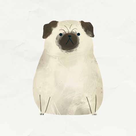 Grumpy pug painting on a white background vector | premium image by rawpixel.com / nunny Pug Aesthetics, Pug Painting, Golden Retriever Drawing, Pug Cartoon, Pug Illustration, Dog Watercolor Painting, Corgi Drawing, Dog Background, Puppy Portraits