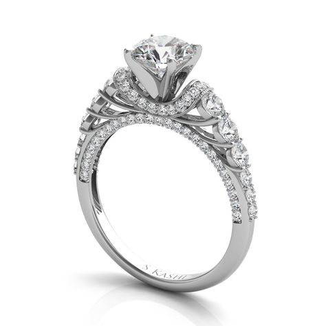 This engagement ring is available in 14K White Gold. There are a total of 84 stones. There are round diamonds with a total carat weight of 0.97ct set in a Micro Pave / Micro Prong / Prong Set setting, and Style # EN7332WG $4,350.00 * Center Stone Not Included Jewellery Showroom, Engagement Wedding Ring, Jewellery Ideas, Buying Diamonds, Jewelry Manufacturers, Diamond Jewellery, Micro Pave, Engagement Wedding, Prong Setting