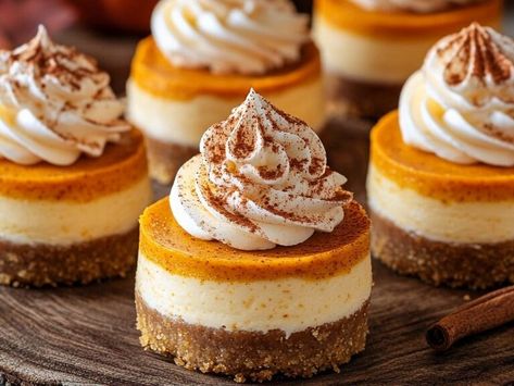 Fall Delight: Mini Pumpkin Cheesecakes - NewsBreak Sweet Potato Cheesecake Cupcakes, No Bake Mini Pumpkin Cheesecake, Coffee Cake Bundt, Halloween Cheesecake, Pumpkin Cheesecakes, Cups Recipes, Pumpkin Food, Chocolate Caramel Apples, Pumpkin Crunch Cake