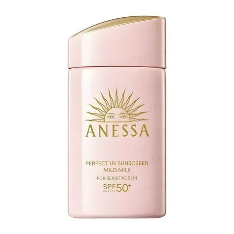 Shiseido - Anessa Perfect UV Sunscreen Mild Milk SPF 50+ PA++++ | YesStyle Anessa Uv Sunscreen, Sunscreen Aesthetic, Pink Sunscreen, Uv Sunscreen, Asian Skin, Chemical Sunscreen, Asian Skincare, Face Beauty, Benzoic Acid