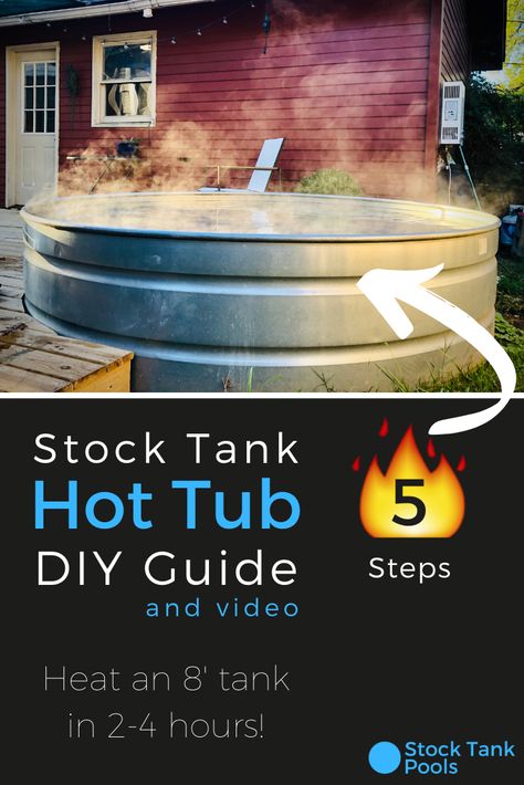 Outside Hot Tub Ideas Diy, Stock Tub Hot Tub, Trough Hot Tub Diy, Stock Pool Hot Tub, Stalk Tank Hot Tub, Diy Hot Tub Stock Tank, Hot Tub Out Of Stock Tank, Heated Stock Tank Hot Tub, Stock Tank Pool Decorations