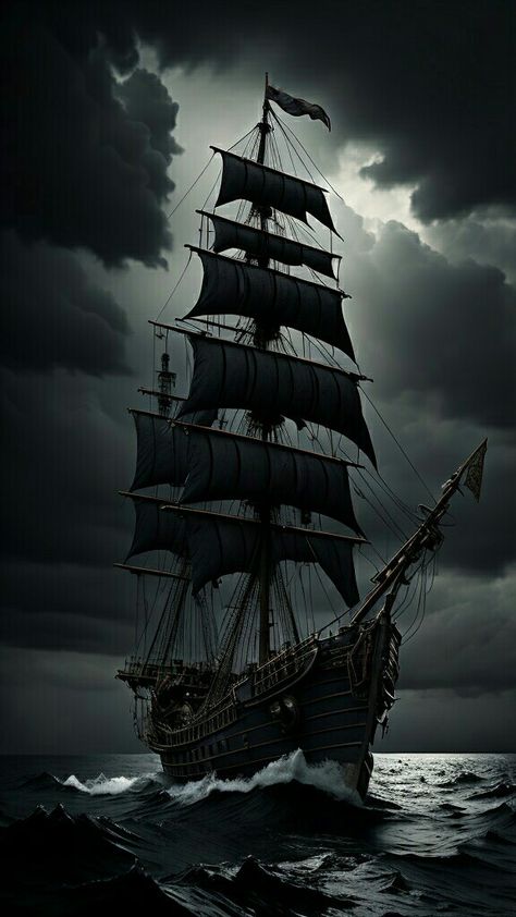 Ghost Ship Art, Silent Nature, Black Pearl Ship, Pirate Ship Art, Ahly Sc, Galaxy Wallpapers, Navi A Vela, Sailing Art, Old Sailing Ships