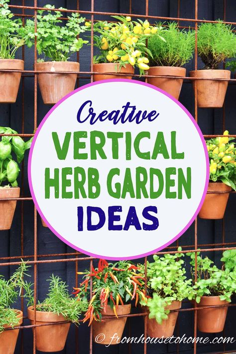 These vertical herb garden ideas are awesome! Great ways to grow herbs and vegetables in a small garden, patio or balcony since it doesn't take up a lot of space. #fromhousetohome #herbgarden #verticalherbgarden #gardening #herbs #diygardening Small Garden Patio, Vertical Herb Gardens, Patio Herb Garden, Gardening Herbs, Herb Garden Pallet, Herb Garden Ideas, Hanging Herbs, Grow Herbs, Vertical Vegetable Garden