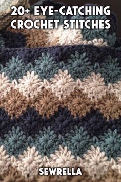 Crochet Borders For Blankets, Uncinetto Zig Zag, Crocheted Afghans, Crochet Stitches Diagram, Crochet Stitches For Blankets, Crochet Stitches Free, Start Knitting, Crochet Stitches Video, Crochet Stitches For Beginners