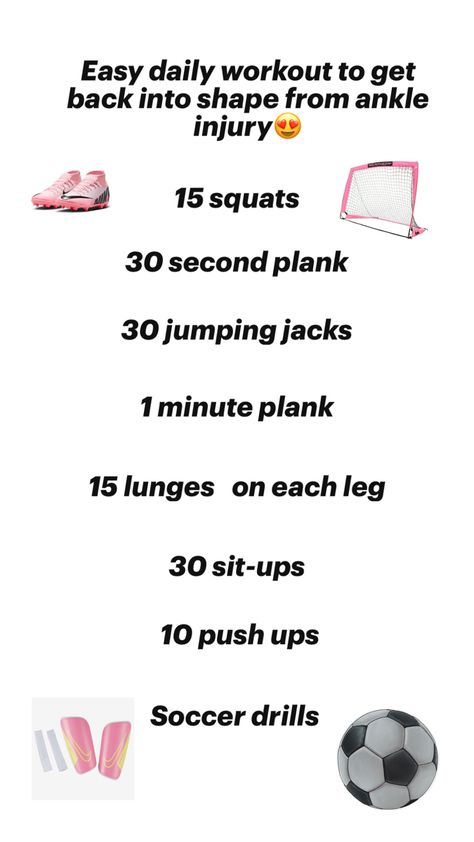 Soccer Leg Workout At Home, Soccer Diet, Easy Daily Workouts, Soccer Training Workout, Leg Workout At Home, Volleyball Tips, Soccer Workouts, Ankle Injury, Soccer Drills