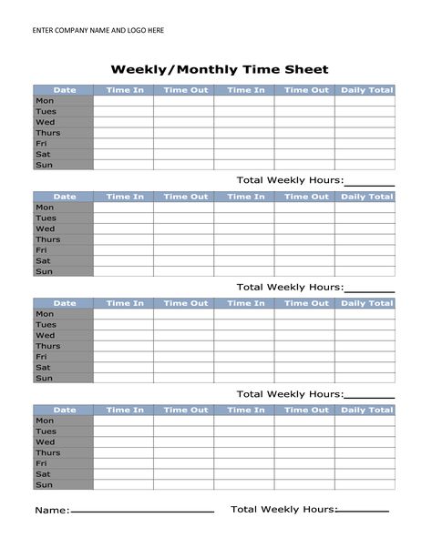 Free+Printable+Monthly+Time+Sheets Time Sheet Printable, Timesheet Template, Time Sheet, Attendance Sheet, Telling Time Worksheets, Week Schedule, Printable Weekly Planner, Calendar Time, Time Worksheets