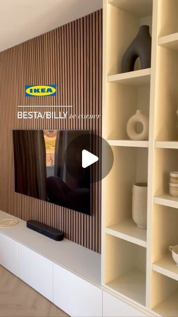 DIY - IKEA Hack on Instagram: "@styleandsugar shared this smart IKEA BESTA & BILLY TV corner hack. She combined three BESTA cabinets for a TV unit and customized two BILLY bookcases with extra shelves to create a built-in look. The whole setup was painted Sandy Beach for a cohesive finish. It’s a clever way to make a custom entertainment center using affordable IKEA pieces.   For more ideas and inspiration, be sure to check out the @styleandsugar page. . . #ikeahack #ikea #ikeahome #ikeaideas #ikealover #interiordesign #diy #HomeDecor #diyideas #diyproject #home #HomeDIY #InteriorDesign" Ikea Tv Unit Besta, Besta Billy Combination Tv, Diy Ikea Tv Unit, Ikea Tv Stand Diy, Billy Tv Wall, Entertainment Center Ikea Hack, Ikea Tv Unit Hack, Ikea Besta Tv Unit Hack, Besta Billy Combination