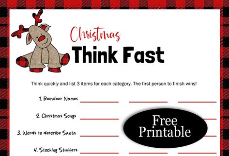 Free Printable Think Fast Christmas Game - My Party Games Emoji Christmas Song Game Free Printable, Think Fast Christmas Game Free Printable, Free Printable Christmas Games Families, Christmas Printable Games Free, Christmas Think Fast Game, Free Printable Games For Adults, Free Christmas Game Printables, Free Christmas Games Printables, Free Printable Christmas Games