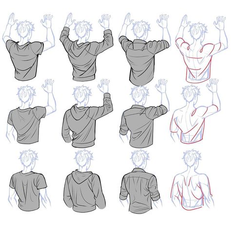 Back Of Clothes, Manga Reference, Hoodie Drawing, Clothing Sketches, Drawing Anime Clothes, Gambar Figur, 캐릭터 드로잉, Figure Drawing Reference, Drawing Clothes