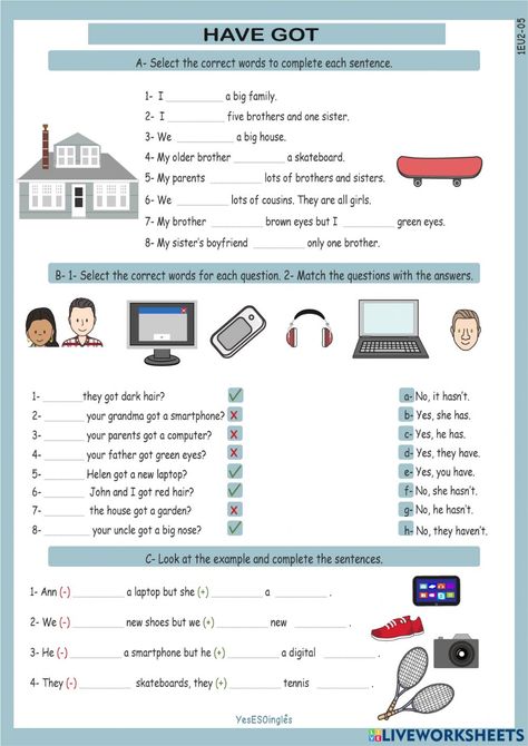 English Printables, Family Worksheet, School Timetable, Basic Grammar, Esl Resources, Sentence Structure, English As A Second Language (esl), Vocabulary Worksheets, Grammar And Vocabulary