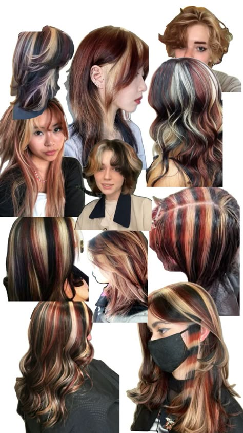 Just some inspo for hair dye and hair color Calico Hair, Skunk Hair, Hair Inspired, Dying My Hair, Hair Color Streaks, Dyed Hair Inspiration, Hair Streaks, Hair Inspiration Short, Hairstyles For Layered Hair