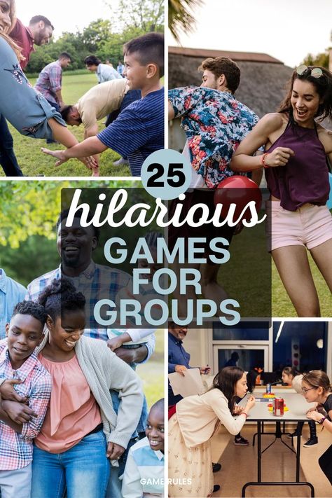 funny games for groups Group Games For Preschoolers, Funny Group Games, Teen Group Games, Big Group Games, Games For Small Groups, Group Games For Teenagers, Games For Big Groups, Fun Team Building Games, Group Activities For Adults