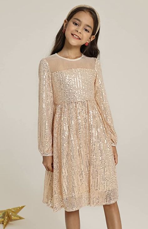 Prom Long Sleeve Dresses, Sequin Party Dress Long, Sequin Party Dress Long Sleeve, Girls Velvet Dress, Mesh Dresses, Girls Sequin Dress, Rose Gold Sequin Dress, Long Sleeve Sequin Dress, Sequin Party