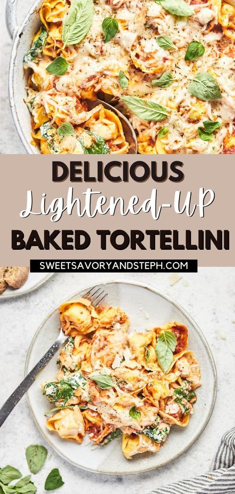 Healthy Baked Tortellini, Tortellini Dinner Recipes Healthy, Summer Tortellini Dinner Recipes, Tortellini Vegetarian Recipes, Macro Friendly Tortellini Recipes, Healthy Cheese Tortellini Recipes, Tortellini Healthy Recipes, Macro Friendly Tortellini, Shrimp Tortellini Recipes Healthy