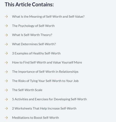 We love this article by Positive Psychology -What Is the Meaning of Self-Worth and Self-Value? -The Psychology of Self-Worth -What Is Self-Worth Theory? -What Determines Self-Worth? -3 Examples of Healthy Self-Worth -How to Find Self-Worth and Value Yourself More -The Importance of Self-Worth in Relationships -The Risks of Tying Your Self-Worth to Your Job -The Self-Worth Scale -5 Activities and Exercises for Developing Self-Worth -2 Worksheets That Help Increase Self-Worth and much more!! What Is Self Worth, Value Yourself, My Worth, Self Value, I Know My Worth, Building Self Esteem, What Is Self, Inner Critic, Positive Psychology