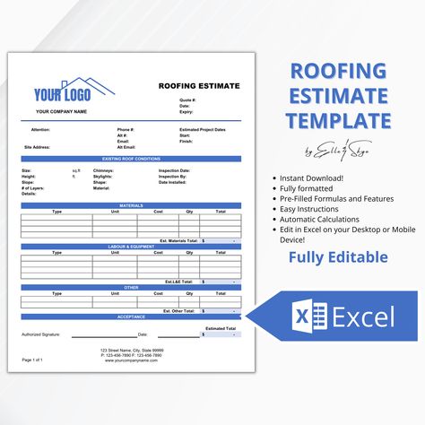 Excel Roofing Estimate Template Roofer Quote Template - Etsy Australia Craft Drawers, Contractor Quotes, Work Proposal, Roof Quotes, Roofing Contract, Roofing Business, Roofing Estimate, Data Validation, Estimate Template