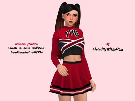 Sims 4 Female Workout Clothes, Cheerleading Outfits Sims 4 Cc, Sims 4 Cheer Uniform, Sims 4 Cc Cheer Uniform, Ariana Grande Cheerleader, Sims 4 Cc Cheerleader Outfit, Ts4 University, Sims 4 Cheerleader Outfit, Sims 4 Cheerleader Cc