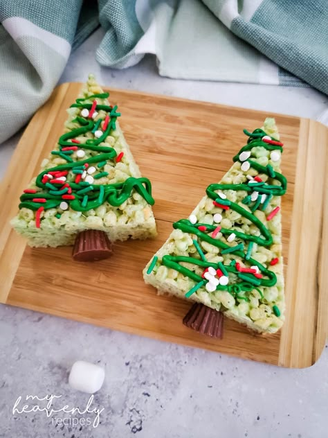 Rice Krispie Christmas Trees Rice Krispie Reindeer Treats, Christmas Tree Rice Crispy Treats, Christmas Rice Crispies, Holiday Rice Crispy Treats, Christmas Rice Crispy Treat Ideas, Christmas Tree Rice Krispie Treats, Holiday Rice Krispie Treats, Christmas Rice Crispy Treats, Rice Crispy Treats Christmas