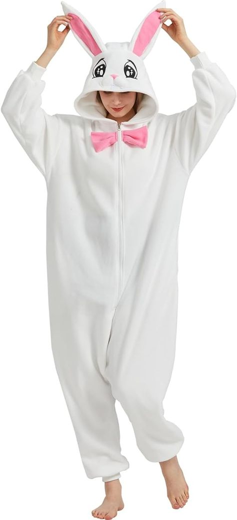 Amazon.com: YEKRUTCOS Unisex Adult White Bunny Onesie Easter Rabbit Cosplay Costume Halloween Animal One-Piece Pajamas for Women and Men : Clothing, Shoes & Jewelry Easter Bunny Costume, Adult Onesie Pajamas, Bunny Onesie, Animal Onesies, Animal Cosplay, Pajama Costume, Rabbit Dress, Rabbit Costume, Animal Onesie