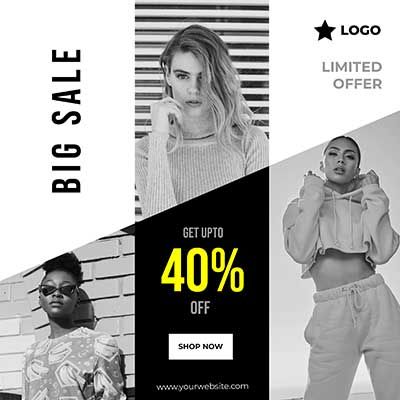 Instagram Sale Post Ideas, Sale Fashion Design, Fashion Promotion Design, Sale Design Graphics Ideas, Big Sale Design, New Arrivals Banner, Instagram Sale Post, Fashion Post Design, Festival Post Design