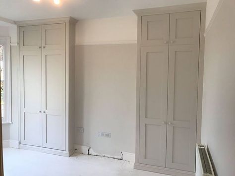 Fitted Wardrobe In Alcove Ideas, Fitted Wardrobe Ideas Alcove, Pax Wardrobe Alcove, Cream Built In Wardrobes, Wardrobe In Alcove Ideas, Fitted Alcove Wardrobe, Wardeobe Doors, Fitted Wardrobes In Alcoves, Built In Wardrobe Door Ideas