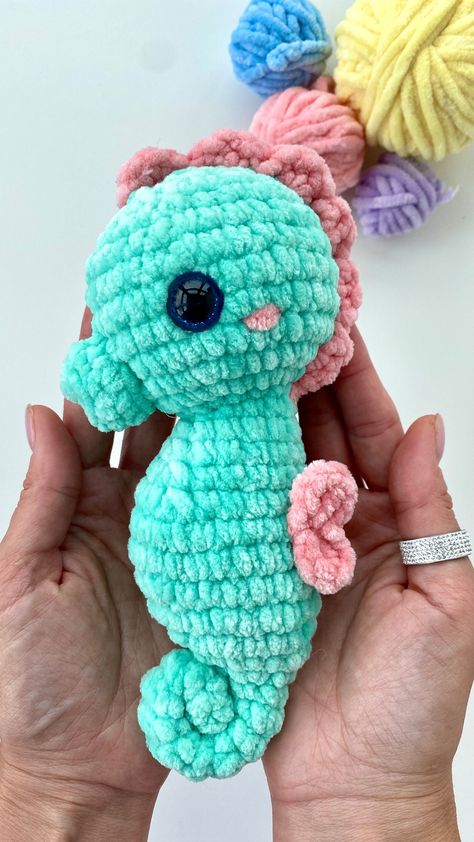 Crochet Pattern Seahorse Sea Animal Amigurumi Ocean Pattern Plush Toy Pdf English Tutorial Baby Gift - Etsy Ocean Crochet, Crochet Starfish, Crochet Turtle Pattern, Ocean Pattern, Fish Ideas, Crochet Whale, Crochet Toys Free Patterns, Crocheted Jellyfish, Gifts Crochet