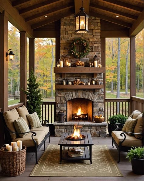 20 Cozy Back Porch Ideas You’ll Absolutely Love For Your Home – ToolzView Fireplace Screened Porch, Gazebo With Fireplace Ideas, Pavilion Fireplace Ideas, Back Porch Patio With Fireplace, Outdoor Screened In Porch Ideas, Fireplace On Porch Outdoor, 3 Season Porch With Fireplace, Back Porch With Fireplace And Kitchen, Screened Porch Fireplace Ideas