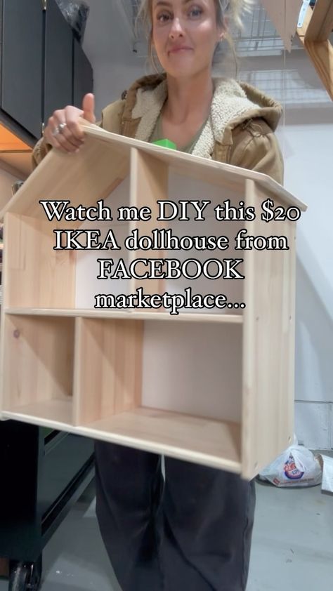 Brenna Johnson | DIY-ing with 5 kids isn’t easy and might take twice as long … BUT I LOVE doing it! I’m so excited where this little dollhouse is going. I… | Instagram Cube Shelf Barbie House, Redo Barbie House, Doll House Picture Frame Diy, Dolls House Interiors Diy, Doll House Renovation Diy, How To Build A Doll House Diy, Diy American Girl Doll House, Diy Wood Dollhouse, Diy Wooden Dollhouse