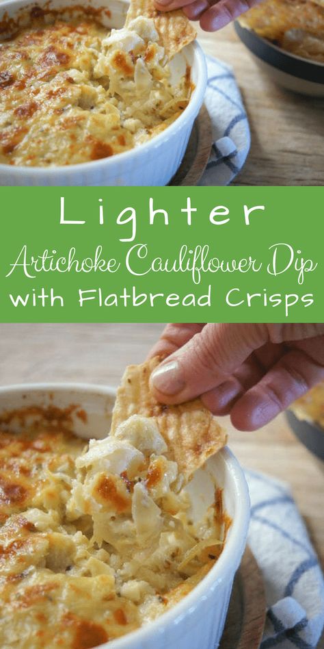 Cauliflower Cheese Dip, Cauliflower Dip Recipes, Cauliflower Dip, Baked Artichoke, Homemade Crackers, Buffalo Chicken Dip, Dip, Yummy Dips, Flatbread