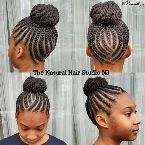 The Natural Hair Studio NJ on Instagram: "Cornrow Ponytail. NO added hair! #thenaturalhairstudionj #natural_jc #naturalhairstyles #braidedhairstyles #blackhair #blackownedbusiness #naturalhair #naturalhairsalon #naturalhairstylist #haitianhairstylist #teamnaturalhair" Back To School Hairstyles Black Kids Natural Hair No Braids, Cornrow Styles For Girls, Plait Hairstyles, Cornrow Ponytail Styles, Cornrows Natural, Kids Natural Hair, Hair Dues, Ghana Braids Hairstyles, Vacation Hair