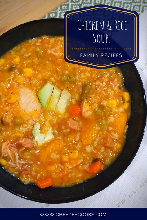 Asopao de Pollo is a Chicken and Rice soup that's super easy to make and great on budget! Feed a village with this tasty soup that's a classic comfort food Dominican Recipe. This Latin dish is a new family favorite. Feel free to eat with avocados and hot sauce! #ChefZeeCooks #AsopaoDePollo #ChickenAndRiceSoup #SoupRecipes Dominican Cuisine, Dominican Dish, Dominicano Recipes, Latino Food, Spanish Foods, Latin Recipes, Pollo Chicken, Chicken Rice Soup, Dominican Food