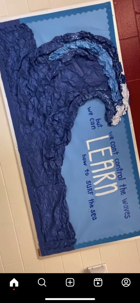 Surf Theme Bulletin Board, Beach Hoco Theme, Surf Bulletin Board, Water Theme Bulletin Board, Surfing Classroom Theme, Surfing Bulletin Board Ideas, Water Bulletin Board Ideas, Water Bulletin Board, Wave Bulletin Board