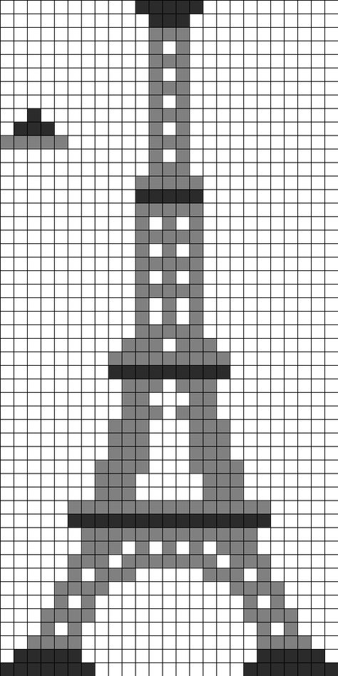 Tall Eiffel Tower Perler Bead Pattern | Bead Sprites | Misc Fuse Bead Patterns Effiel Tower Minecraft, Eiffel Tower Perler Beads, Eiffel Tower Pixel Art, Eiffel Tower Cross Stitch Pattern, Minecraft Eiffel Tower, Eiffel Tower Cross Stitch, Crochet Patterns Stitches, Graphing Paper, Perler Beads Ideas