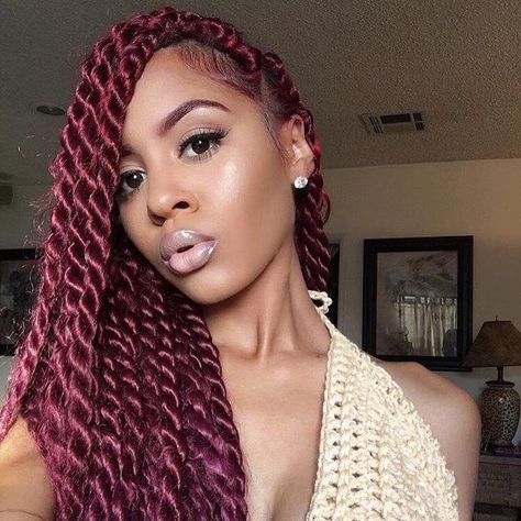 Red Twists, Havanna Twist, Red Braids, Hair Color Mahogany, Mahogany Hair, Faux Loc, Havana Twist, Twist Braid Hairstyles, Senegalese Twist