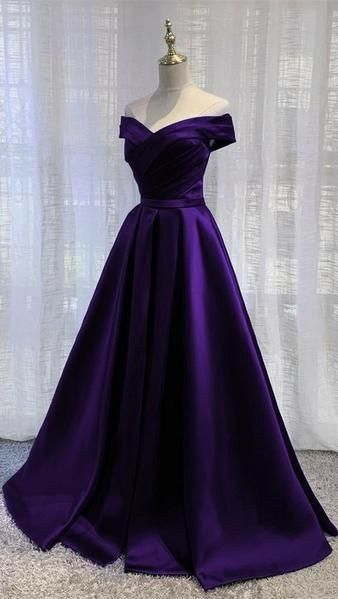 Dark Purple Party Dress, Dark Purple Prom Dresses, Dark Purple Prom Dress, Prom Dress Dark, Dress Dark Purple, Satin Long Prom Dress, Purple Party Dress, Purple Party, Purple Prom Dress