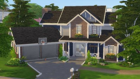 Simste on Instagram: “a basic blue suburban, not much more to it —  origin ID: mtand2 #sims #thesims #thesims4 #sims4 #ts4 #simsbuild #house #build #simshouse…” Basic House Exterior, House Exterior Ideas, Basic House, Sims 4 Houses Layout, Sims Houses, Sims Builds, Suburban House, Sims 4 House Design, Casas The Sims 4