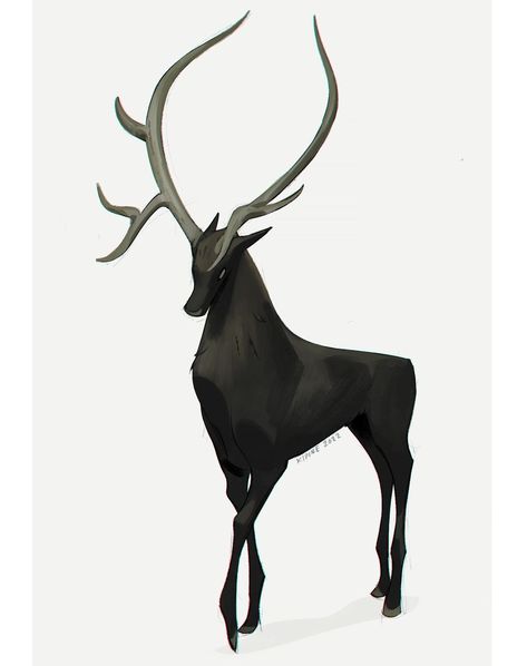 Stag Drawing Reference, Black Deer Art, Fantasy Deer Art, Deer Drawing Reference, Deer Art Drawing, Deer Character Design, Deer Person, Deer People, Stag Drawing