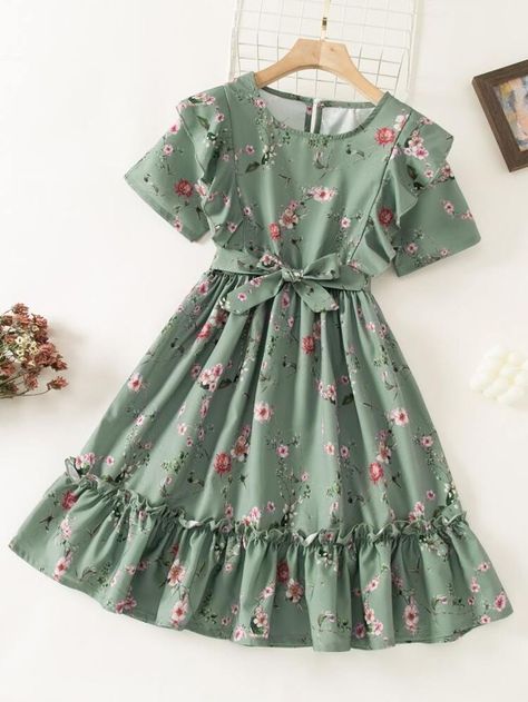 Flower Frock Design, Dresses Kids Girl Fashion Styles, ကလေးဂါဝန် ဒီဇိုင်း, Summer Dresses For Girls, Kids Dresses Casual, Short Frocks, Shein Kids, Simple Frocks