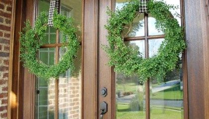 How to Hang a Wreath (Without Damaging Your Door) | Less Than Perfect Life of Bliss | home, diy, travel, parties, family, faith, Hanging Wreaths On Double Doors, How Do You Hang Wreaths On Windows, Hang Wreath Backwards, Wreath Hanging Hack Glass Doors, How To Hang Wreath On Glass Front Door, Wreath Hanging Ideas, Fiberglass Exterior Doors, Wreath Hangers, Window Wreath