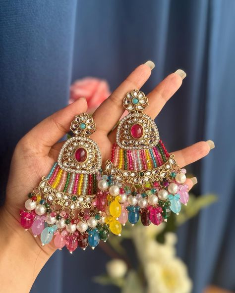 Colourful Earrings, Indian Bridal Jewelry Sets, Punjabi Outfits, Fancy Sarees Party Wear, Dress Book, Fancy Jewellery Designs, Jewellery Indian, Indian Necklace, Suits Design