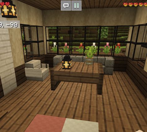 This is a small living i made in survival since i didnt know what to put in that space and i didnt want a big living room because i wont use it at all Mini Living Room, Big Living Room, Minecraft House, Minecraft Houses, Small Living, Minecraft, Patio, Living Room, Outdoor Decor