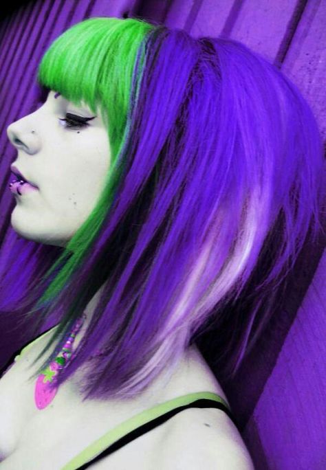 Artificial Flavor Purple And Green Hair, Hair Creations, Color Inspo, Hair Inspo Color, Rainbow Hair, Hair Colour, Green Hair, Purple Hair, Cut And Color