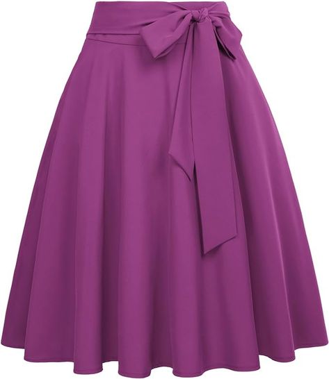 Amazon.com: Women's Flared A-Line Skirt Retro Vintage Solid Tie Bow-Knot Decorated Black-1 Size L BP561-1 : Clothing, Shoes & Jewelry Flare Dress Outfit Classy, Flare Skirt Outfit, Full Flared Skirt, Flared Midi Skirt, Midi Flare Skirt, Bow Knot, Tie Bow, African Dresses, Long Sleeves Coats