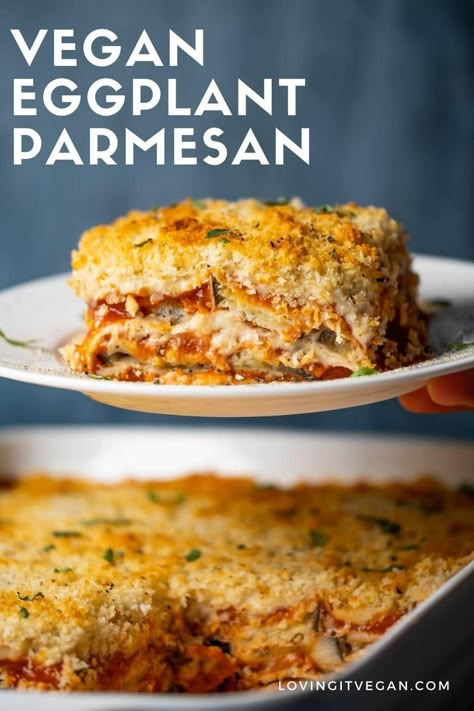 Vegan Eggplant Lasagna, Eggplant Marinara, Vegan Eggplant Recipes, Vegan Eggplant Parmesan, Vegan Moussaka, Crispy Eggplant, Vegan Eggplant, Vegan Casserole, Vegan Lasagna