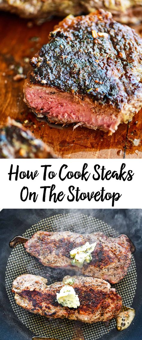 Here's How To Cook Steaks On The Stovetop like a restaurant! They are tender and juicy with a delicious crust. Save money and make fabulous steaks at home. Stove Top Steak, Steak On Stove, Ways To Cook Steak, Strip Steak Recipe, Gunny Sack, Steak Dishes, Cooking The Perfect Steak, Tenderloin Steak, Tender Steak