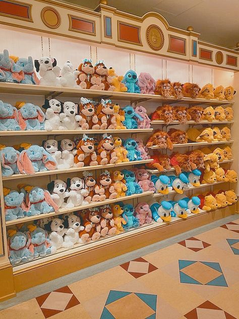 Disney Store Plush, Disney World Shopping Souvenirs Magic Kingdom, Disney Toys Aesthetic, Disney Store Merchandise, Disney Merch Aesthetic, Disney Aethstetic, Disney Stores, Disneyland Merchandise, Disney Shopping