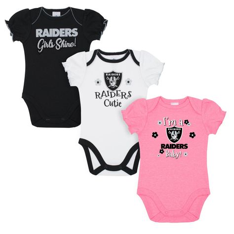 3-Pack Baby Girls Las Vegas Raiders Raiders Short Sleeve Bodysuits Raiders Baby, Raiders Girl, Baby Girl Shorts, Las Vegas Raiders, Front Bottoms, Short Sleeve Bodysuit, Baby Clothes Shops, Trendy Plus Size, Short Girls