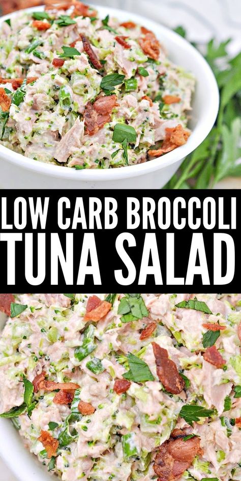 Loaded Broccoli Cauliflower Salad (low Carb), Tuna And Broccoli Salad, Tuna Broccoli Salad, Cauliflower Tuna Salad, Loaded Tuna Salad, Tuna And Broccoli Recipes, Canned Tuna Recipes Healthy Low Carb, Tuna Low Carb Recipes, Low Carb Tuna Salad Recipe