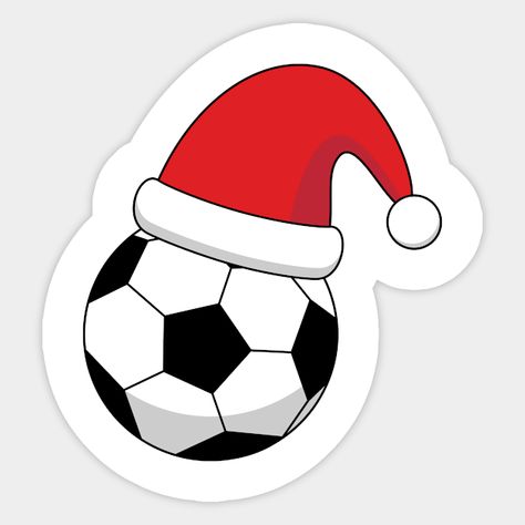 An illustration of a cute soccer ball in black and white color with red santa hat for Christmas. This simple sports design is a gift idea for soccer fans, football lovers, mom, dad, friends and family, and outdoor lovers. -- Choose from our vast selection of stickers to match with your favorite design to make the perfect customized sticker/decal. Perfect to put on water bottles, laptops, hard hats, and car windows. Everything from favorite TV show stickers to funny stickers. For men, women, boy… Red Santa Hat, Santa Claus Hat, Football Lovers, Outdoor Lover, Soccer Fans, Black And White Color, Sports Design, Black And White Colour, Soccer Ball