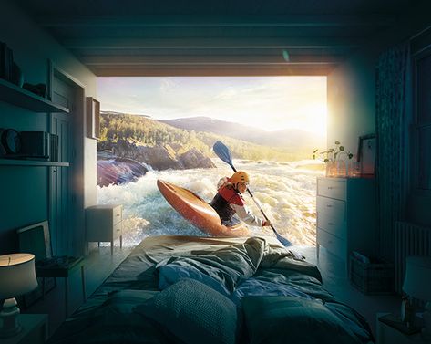 Adventure Creative Ads, Hotel Creative Ads, Adventure Advertising, Hotel Advertising, Photoshop Inspiration, Hotel Ads, Sport Bedroom, Thermal Spa, Travel Ads